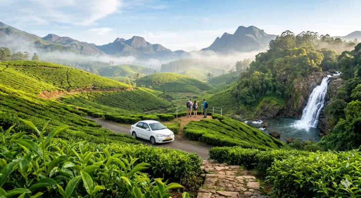 Munnar tea gardens and misty mountains
